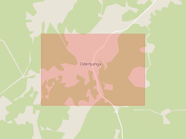 Karta som med röd fyrkant ramar in Oderljunga, Perstorp, Skåne län