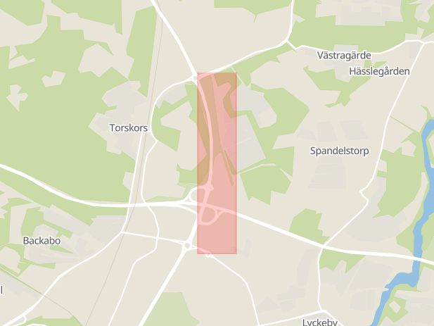 Karta som med röd fyrkant ramar in Vedeby, Rödeby, Karlskrona, Blekinge län