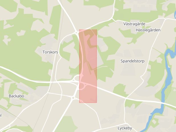 Karta som med röd fyrkant ramar in Vedeby, Karlskrona, Blekinge län