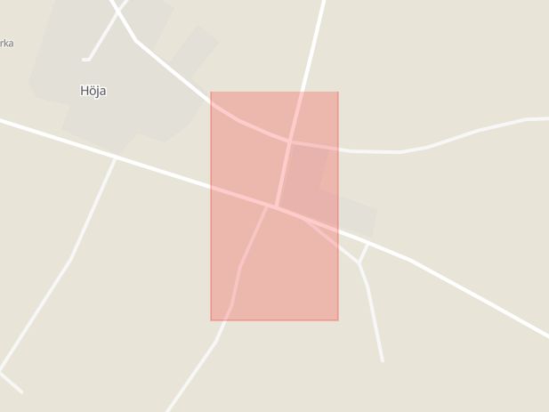 Karta som med röd fyrkant ramar in Trafikplats Höja, Ängelholm, Skåne län