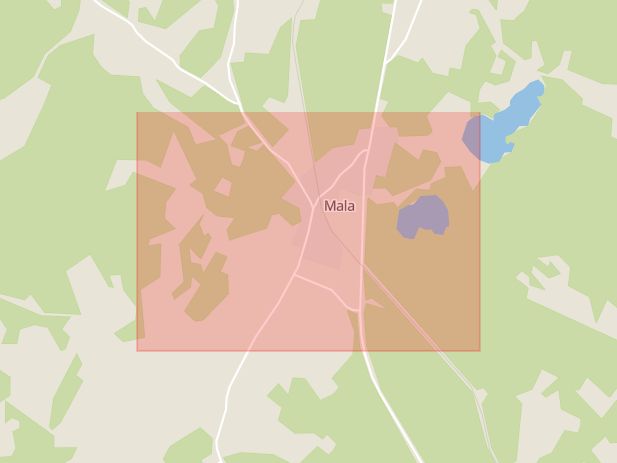 Karta som med röd fyrkant ramar in Mala, Hästhage, Hässleholm, Skåne län