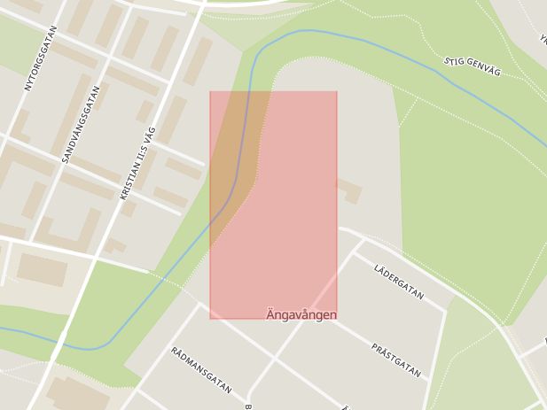 Karta som med röd fyrkant ramar in Ejdergränd, Ängelholm, Skåne län