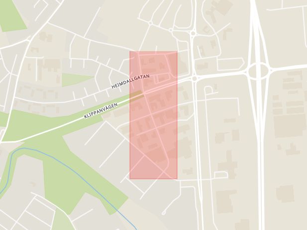 Karta som med röd fyrkant ramar in Lagegatan, Ängelholm, Skåne län