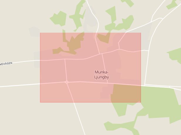Karta som med röd fyrkant ramar in Ljungby, Hjärnarp, Ängelholm, Skåne län