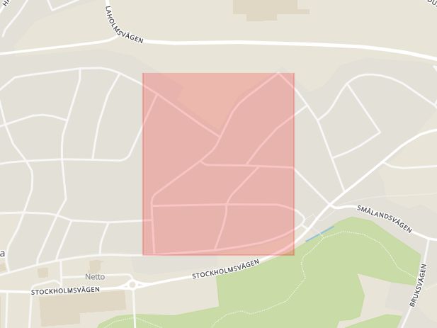 Karta som med röd fyrkant ramar in Sonnarpsvägen, Örkelljunga, Skåne län
