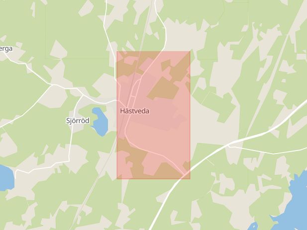 Karta som med röd fyrkant ramar in Hästveda, Östra Storgatan, Hässleholm, Skåne län