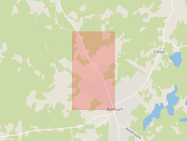 Karta som med röd fyrkant ramar in Norra Vägen, Hässleholm, Skåne län