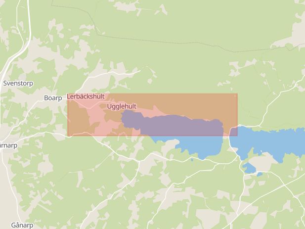 Karta som med röd fyrkant ramar in Västersjövägen, Ängelholm, Skåne län