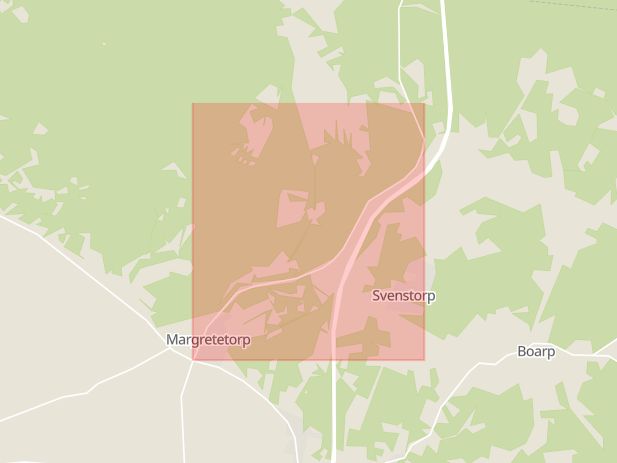 Karta som med röd fyrkant ramar in Diligensvägen, Margretetorp, Ängelholm, Skåne län
