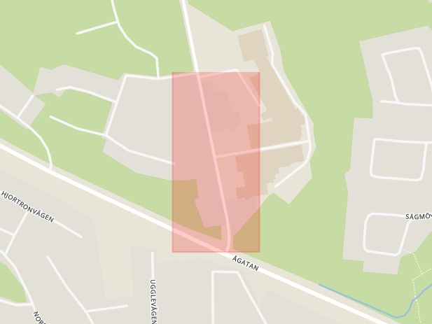 Karta som med röd fyrkant ramar in Hallarydsvägen, Osby, Skåne län