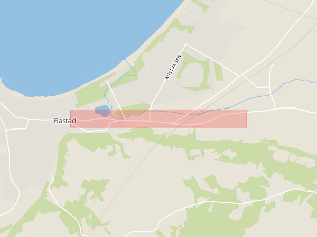 Karta som med röd fyrkant ramar in Hallandsvägen, Båstad, Skåne län