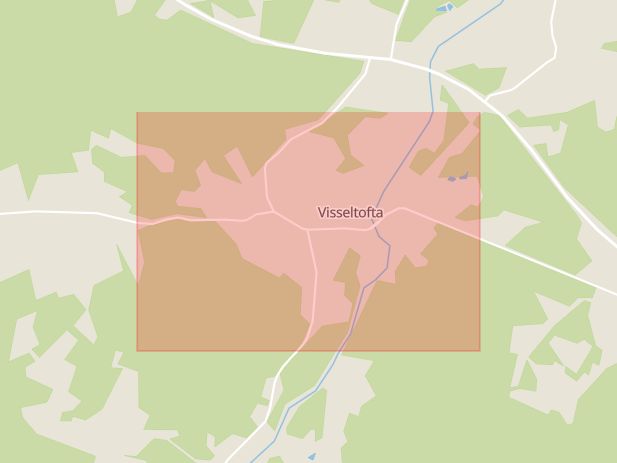 Karta som med röd fyrkant ramar in Visseltofta, Osby, Skåne län
