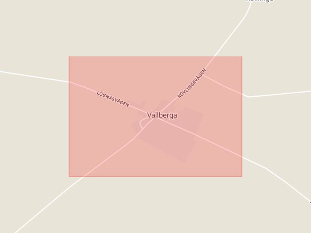 Karta som med röd fyrkant ramar in Vallberga, Laholm, Hallands län