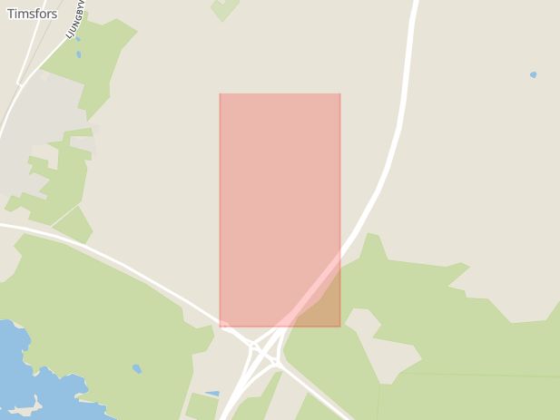 Karta som med röd fyrkant ramar in Vargvägen, Markaryd, Kronobergs län