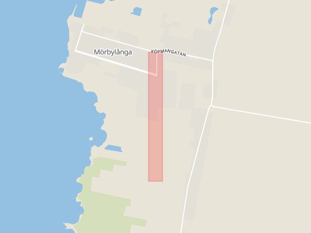 Karta som med röd fyrkant ramar in Trollhättevägen, Mörbylånga, Kalmar län