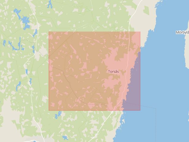 Karta som med röd fyrkant ramar in Torsås, Alvesta, Kalmar län