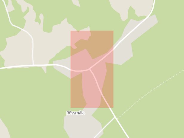 Karta som med röd fyrkant ramar in Rössmåla, Tingsryd, Kronobergs län
