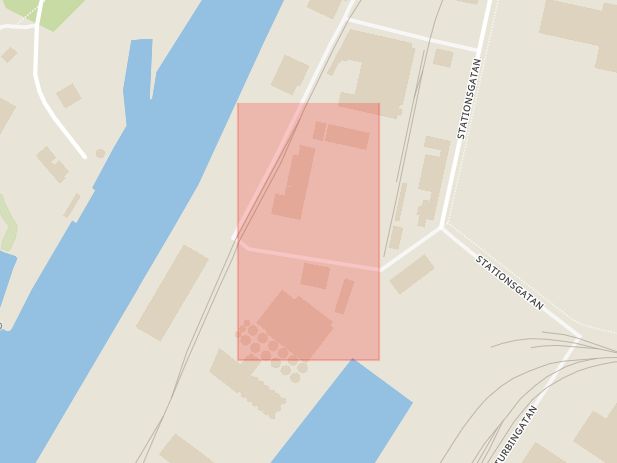 Karta som med röd fyrkant ramar in Halmstad, Varberg, Societetsparken, Hallands län