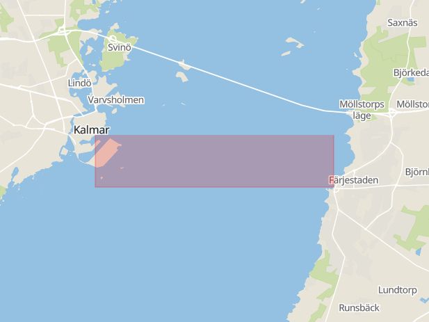 Karta som med röd fyrkant ramar in Färjestaden, Öland, Kalmar, Kalmar län