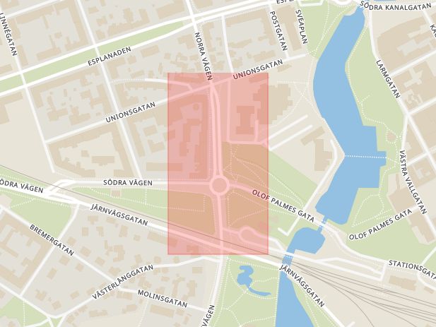 Karta som med röd fyrkant ramar in Tullslätten, Kalmar, Kalmar län