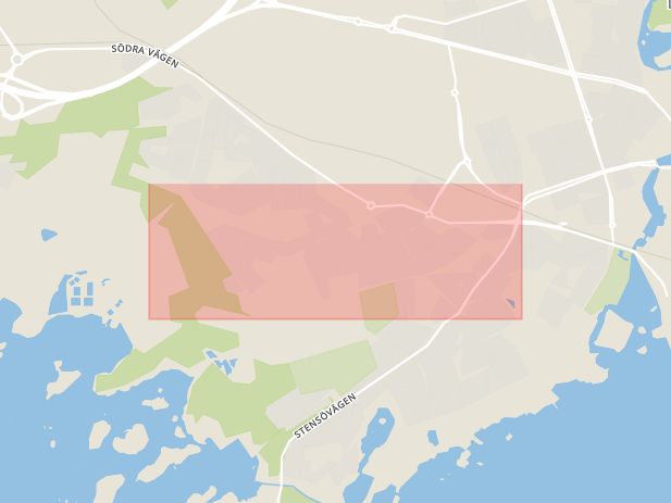 Karta som med röd fyrkant ramar in Ståthållaregatan, Kalmar, Kalmar län