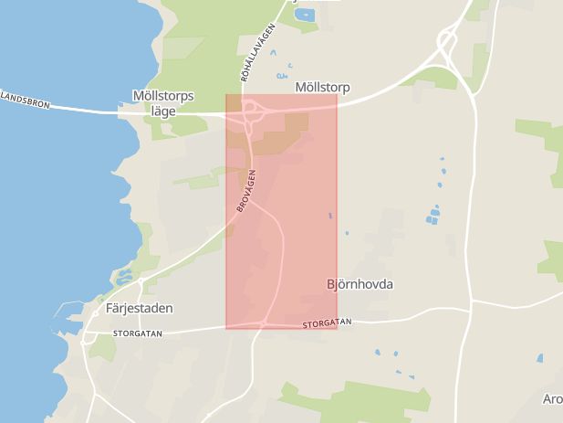 Karta som med röd fyrkant ramar in Algutsrum, Möllstorpsgatan, Mörbylånga, Kalmar län