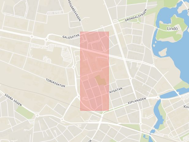 Karta som med röd fyrkant ramar in Stagneliusgatan, Kalmar, Kalmar län