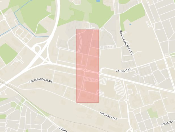 Karta som med röd fyrkant ramar in Oxhagen, Daléngatan, Kalmar, Kalmar län