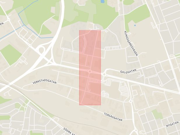 Karta som med röd fyrkant ramar in Daléngatan, Kalmar, Kalmar län