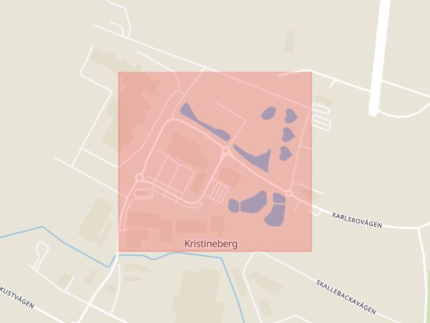 Karta som med röd fyrkant ramar in Flygstaden, Halmstad, Hallands län