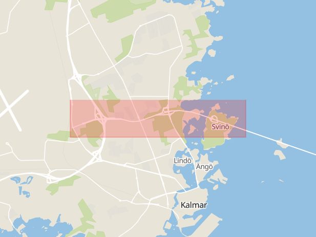 Karta som med röd fyrkant ramar in Ölandsleden, Trafikplats Tallhagen, Kalmar, Kalmar län