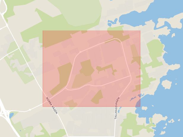 Karta som med röd fyrkant ramar in Norrlidsvägen, Kalmar län
