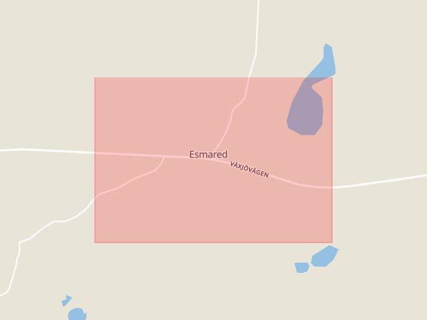 Karta som med röd fyrkant ramar in Esmared, Halmstad, Hallands län
