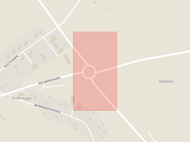 Karta som med röd fyrkant ramar in Eriksmåla, Emmaboda, Kalmar län