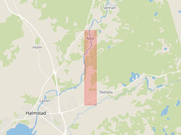 Karta som med röd fyrkant ramar in Ålängesvägen, Simmarevägen, Varberg, Sibbarp, Hallands län