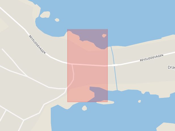 Karta som med röd fyrkant ramar in Trafikplats Rockneby, Drag, Kalmar, Kalmar län