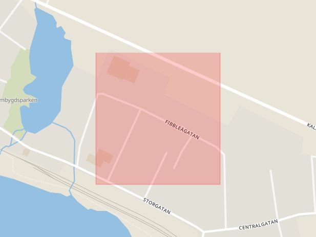 Karta som med röd fyrkant ramar in Hovmantorp, Parkgatan, Lessebo, Kronobergs län