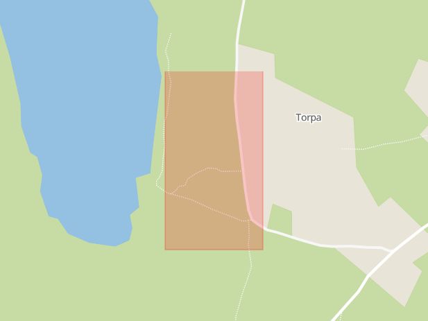Karta som med röd fyrkant ramar in Torpa, Växjö, Kronobergs län