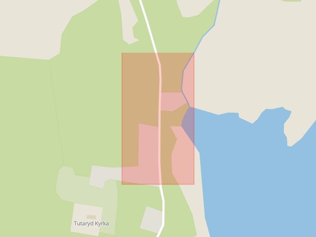Karta som med röd fyrkant ramar in Tutaryd, Ljungby, Kronobergs län
