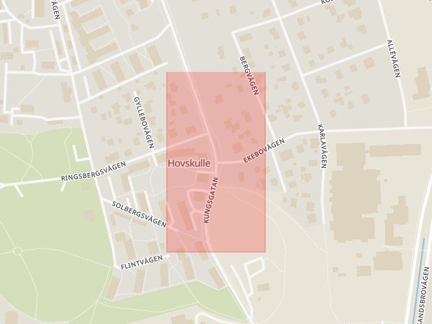 Karta som med röd fyrkant ramar in Tingsrätten, Växjö, Kronobergs län