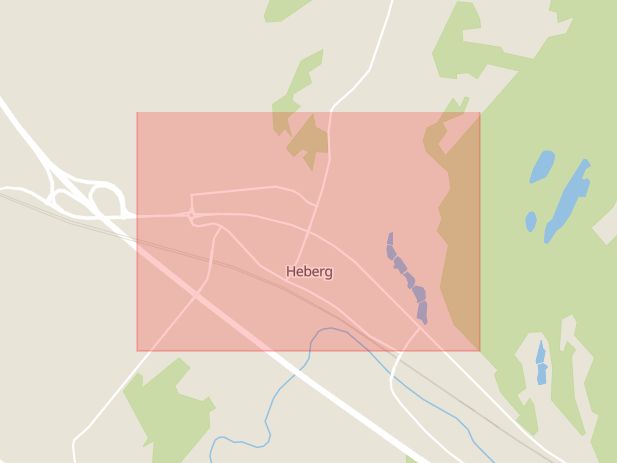 Karta som med röd fyrkant ramar in Heberg, Falkenberg, Hallands län
