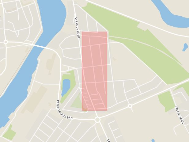 Karta som med röd fyrkant ramar in Falkenberg, Rådmansgatan, Varberg, Värö, Hallands län