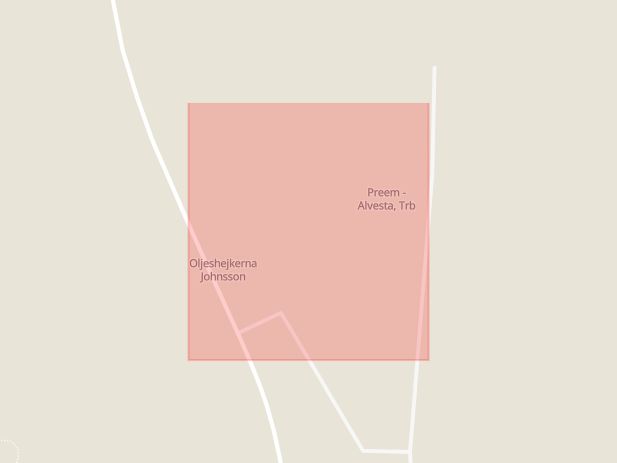 Karta som med röd fyrkant ramar in Videgatan, Alvesta, Kronobergs län