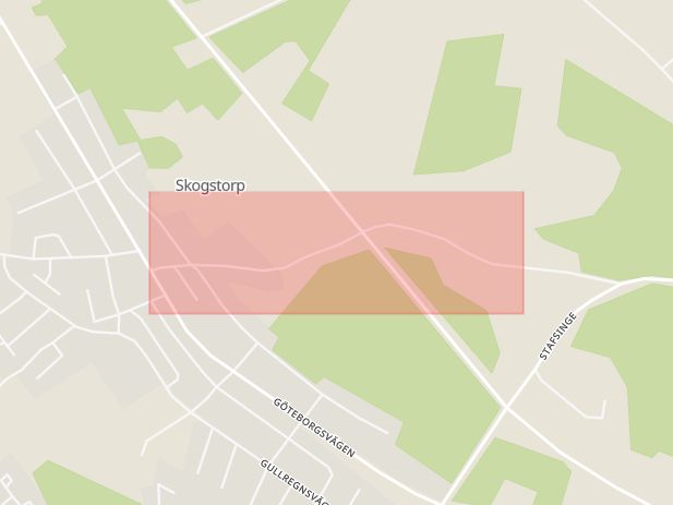 Karta som med röd fyrkant ramar in Stafsinge, Kyrkväg, Hallands län