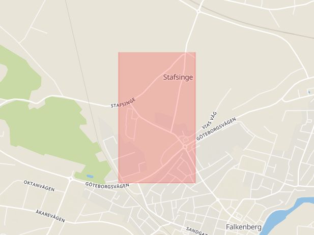Karta som med röd fyrkant ramar in Halmstad, Linnégatan, Nytorp, Falkenberg, Solhagavägen, Laholm, Stortorget, Hallands län