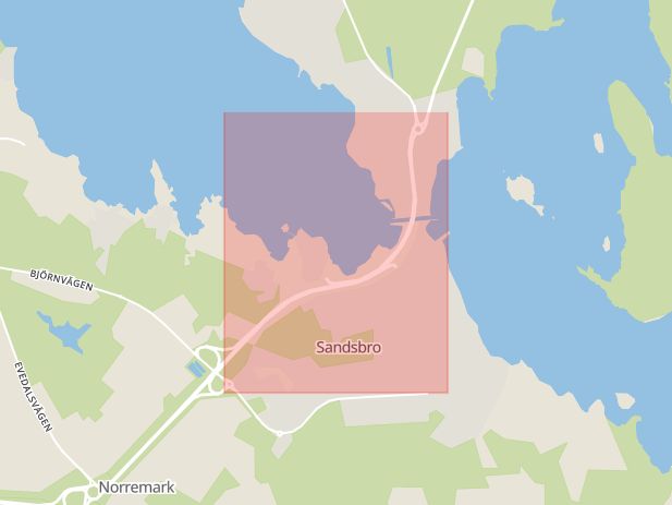 Karta som med röd fyrkant ramar in Lenhovdavägen, Växjö, Kronobergs län