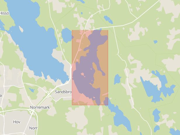 Karta som med röd fyrkant ramar in Toftasjön, Västra Strand, Växjö, Kronobergs län