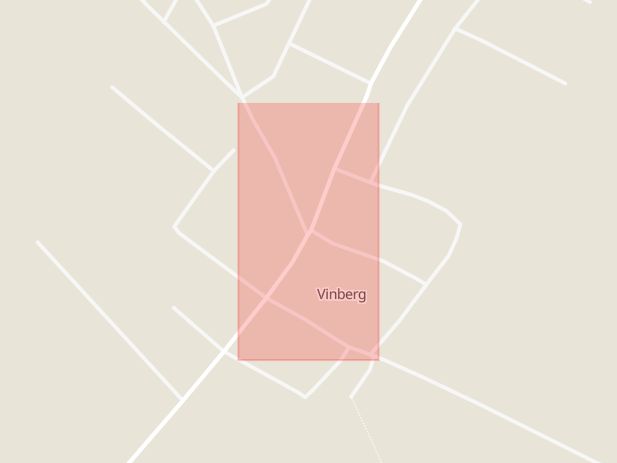 Karta som med röd fyrkant ramar in Vinberg, Falkenberg, Hallands län