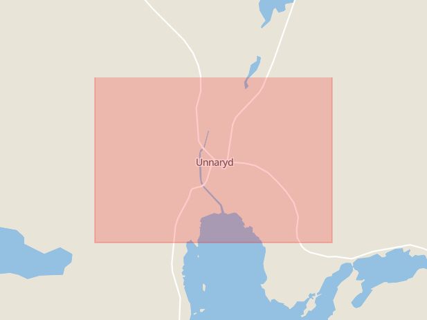 Karta som med röd fyrkant ramar in Unnaryd, Hylte, Hallands län