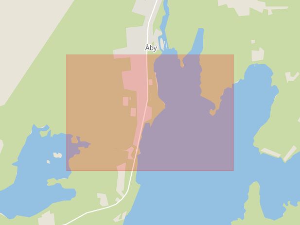 Karta som med röd fyrkant ramar in Åby, Växjö, Kronobergs län